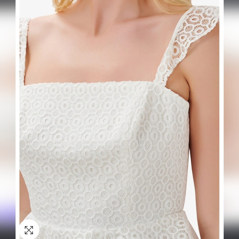 Nwt Aidan Mattox Eyelet Lace White Open Back Fit and Flare mini Dress 12 - Picture 4 of 8
